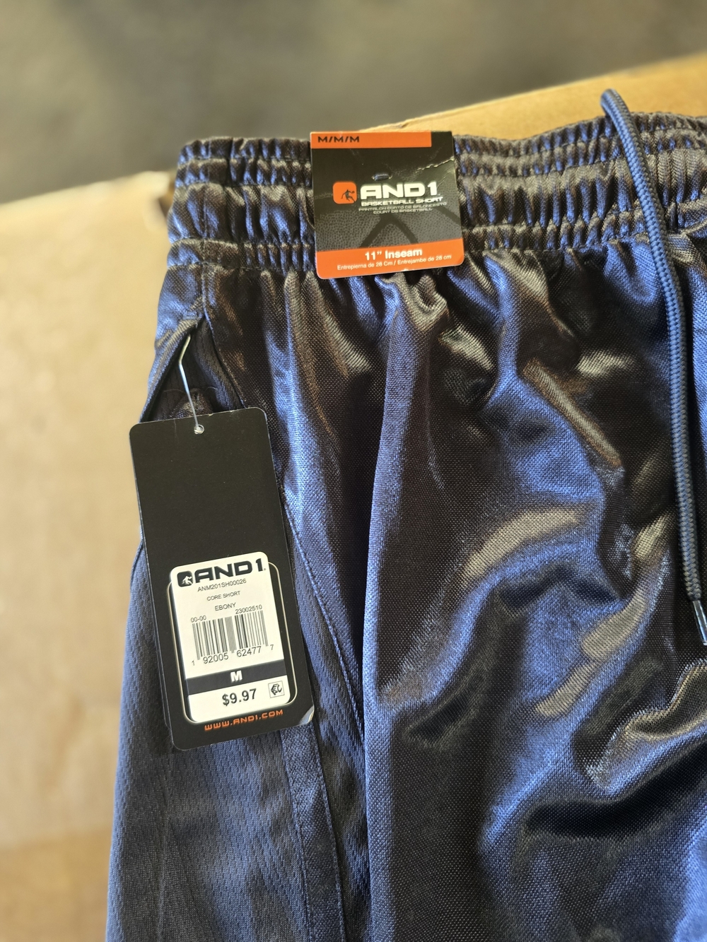 2 Pairs AND1 Black Athletic Shorts with Drawstring - Picture 5 of 10
